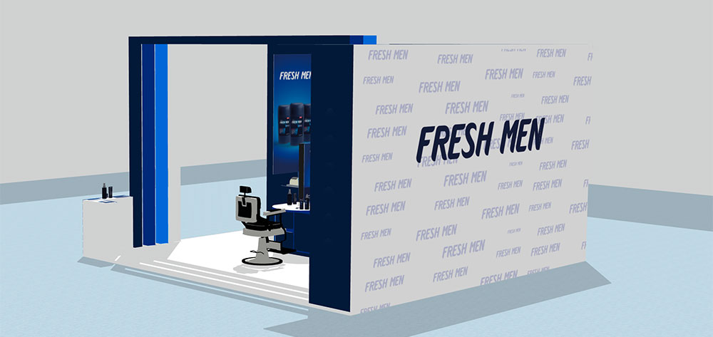 Modelado stand en perspectiva Freshmen